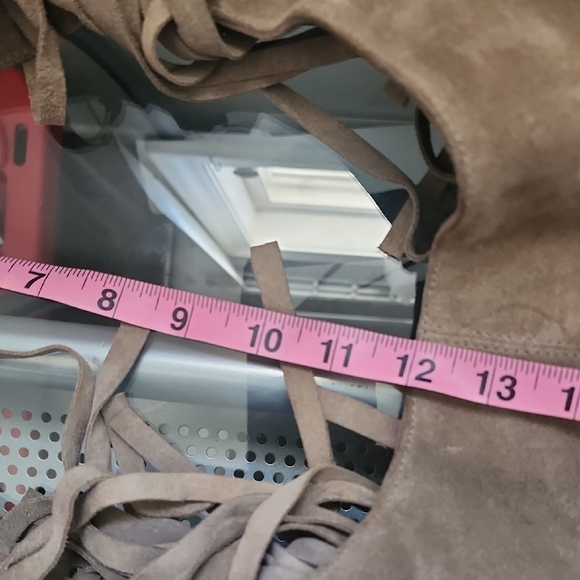 JJ Winters Kellie Tan Suede Fringe Slouchy Hobo Shoulder Bag Boho - Picture 15 of 17